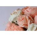 Peach and Ivory, Rose and Peony Wedding Bouquet with Diamante and Pearl